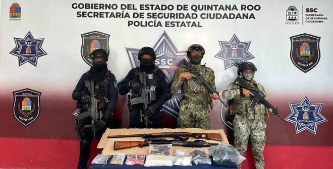 Decomisan cargamento de armas y sustancias ilícitas en Felipe Carrillo Puerto
