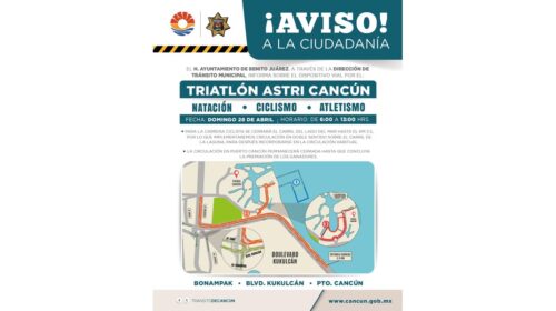 Cambios en el sentido de avenidas por el Triatlón Astri Cancún